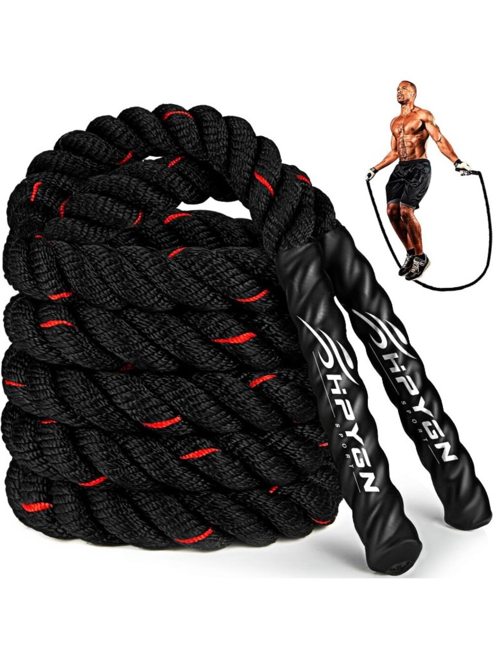 Weighted Black Jump Rope Heavy Skipping Rope Workout Home Fitness